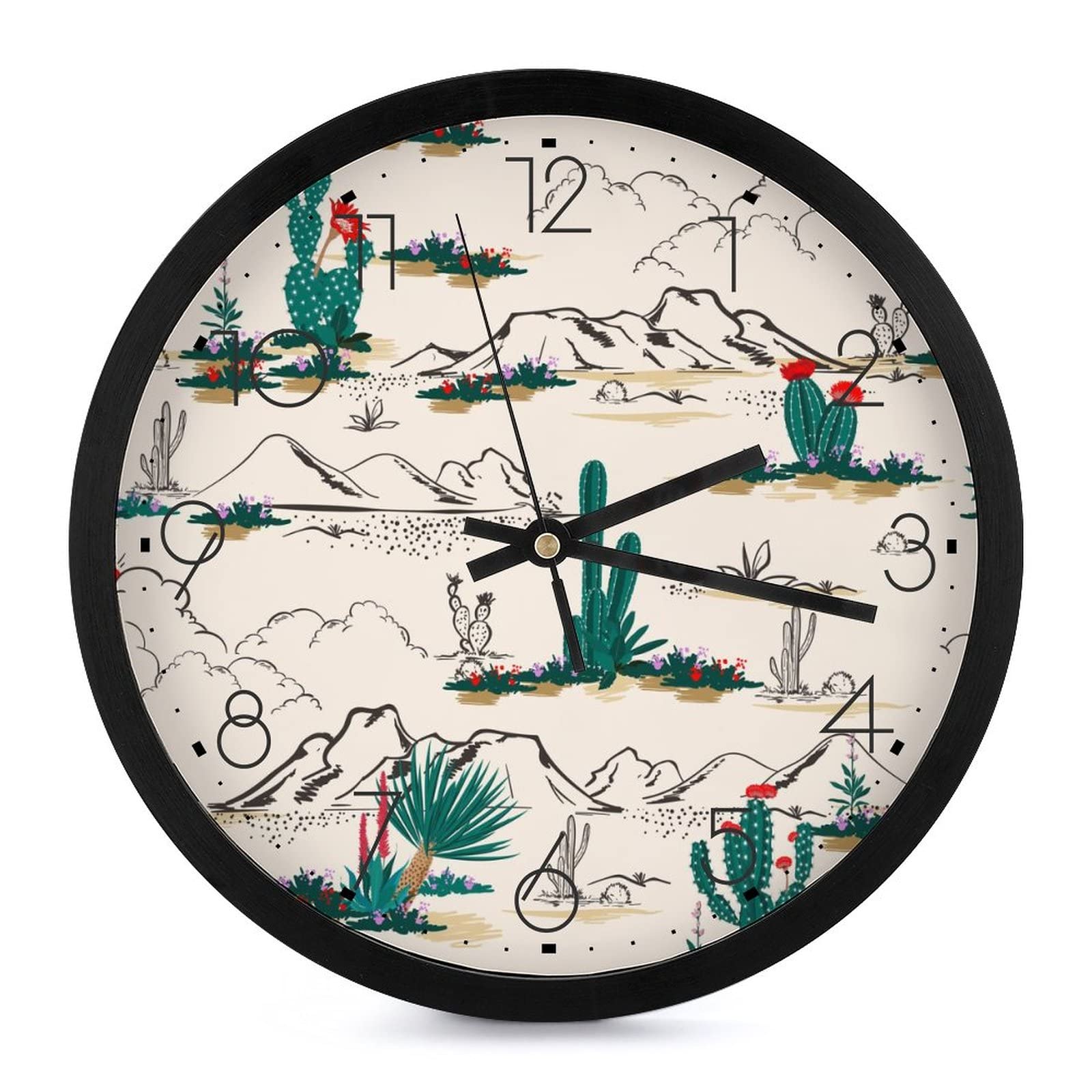 Cactus moderne pendule murale silencieuse 25.4cm horloge de bureau et ecole