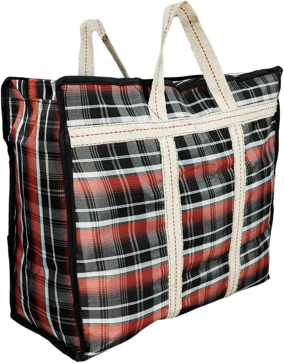 Unisex Bags Multipurpose Extra Large Big Heavy Duty Storage Organizer Reusable Canvas Shopper Bag With Strong Handles And Base With Covers Zip (Pack Of 1) Pink Dhoom Check,Travel Tote