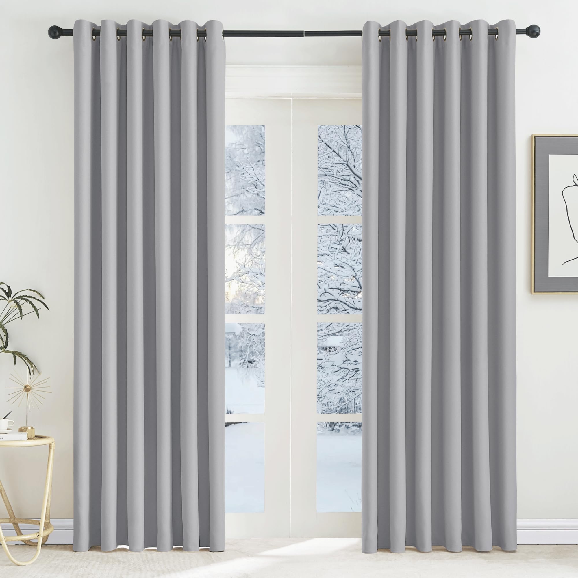 KGORGE Cortinas de Salon Cortinas Termicas Aislantes Frio y Calor Cortina Dormitorio Matrimonio Cortinas Opacas 2 Piezas Cortinas de Casa con Ojales, 200x220cm, Gris Claro Global Recycled Standard Global Recycled Standard OEKO-TEX STANDARD 100 Global Recycled Standard