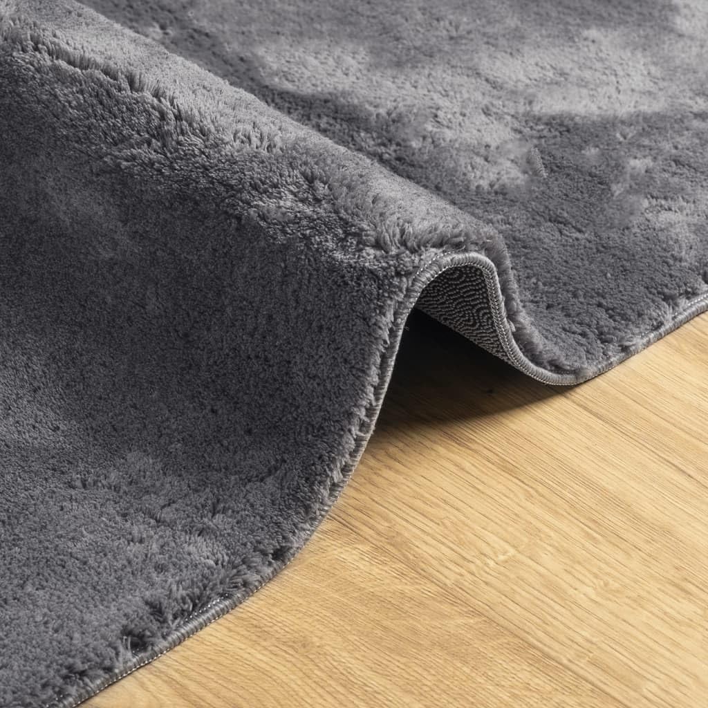 vidaXL Teppich HUARTE Kurzflor Weich und Waschbar Anthrazit 120x120 cm