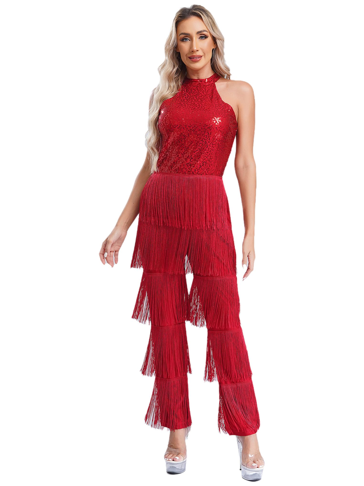 Combinaison Paillettes Franges pour Justaucorps Danse Latin Jazz - 8
