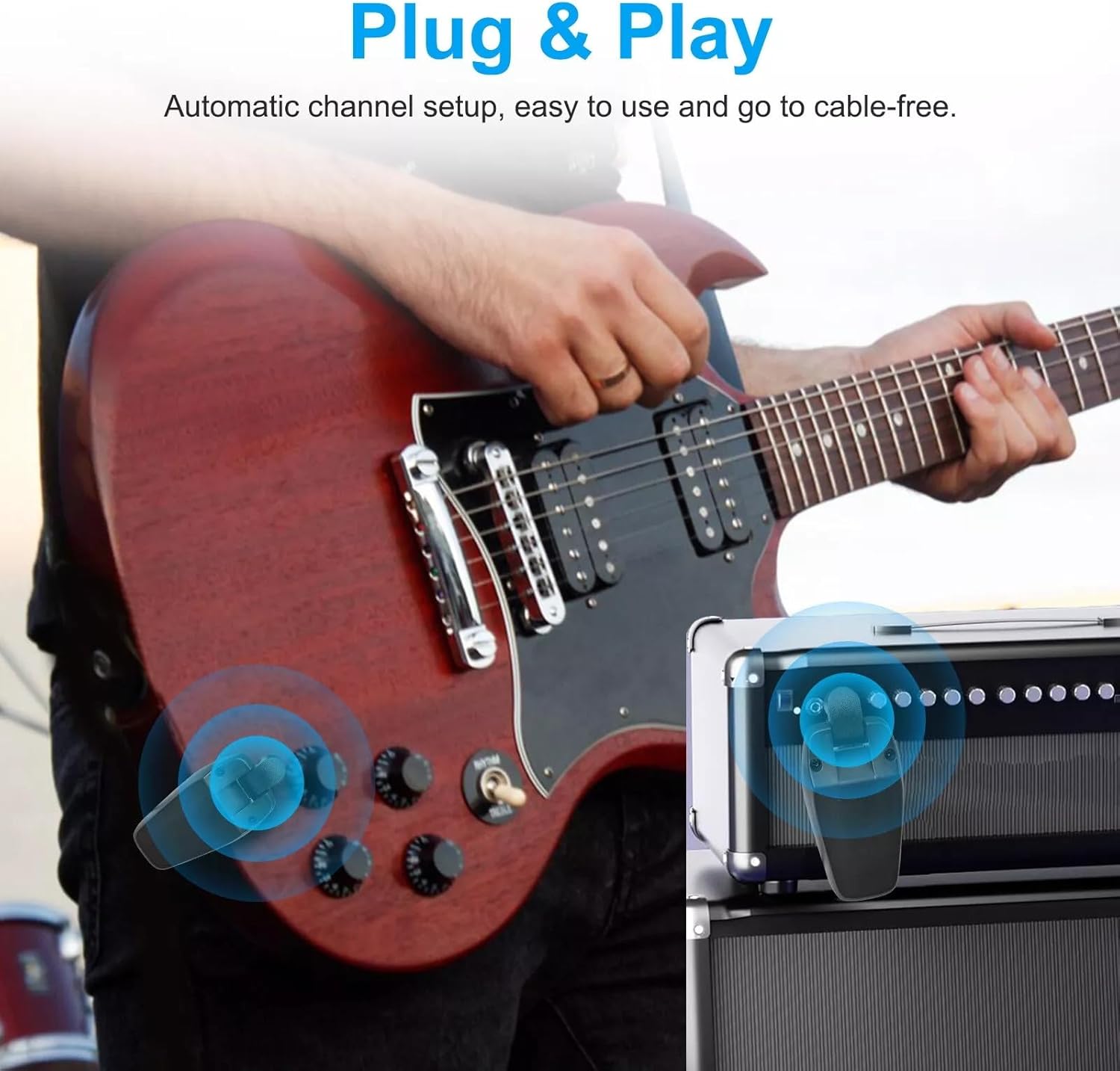 Wireless Guitar System Transmitter Receiver Rechargeable Audio Wireless Transmitter Receiver for Electric Guitar Bass
