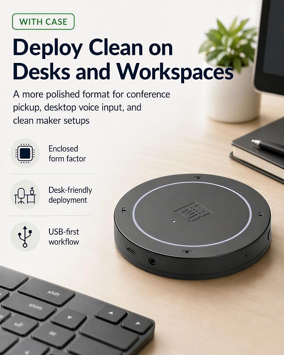 reSpeaker XVF3800 USB Mic Array with Case, 4-Microphone AI Voice Processing, Noise Cancellation & 360 Far-Field Pickup for Raspberry Pi, Jetson & AI Projects