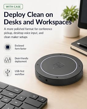 reSpeaker XVF3800 USB Mic Array with Case, 4-Microphone AI Voice Processing, Noise Cancellation & 360 Far-Field Pickup for Raspberry Pi, Jetson & AI Projects