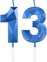 Royal Blue 13th Birthday Candles, 3D Number 13 Candle for Cake, Boy Girl 13th Birthday Decorations,Sapphire Candle Topper Blue Cake Decorations for Birthday Party Wedding Anniversary Supplies