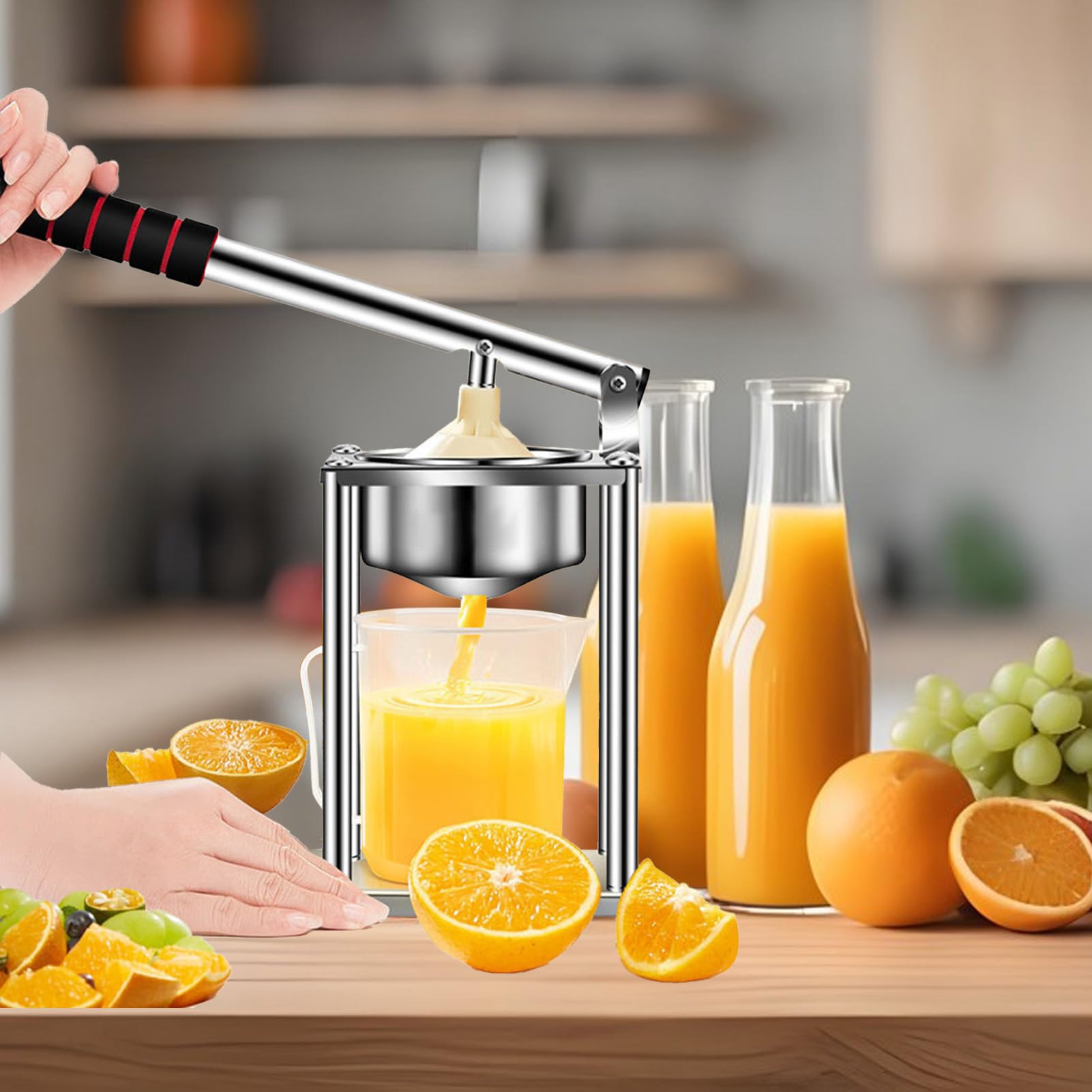 Spremisucco manuale, spremiagrumi manuale, spremiagrumi manuale, pressa manuale ad alte prestazioni in acciaio ABS e lega di alluminio, utensile da cucina compatto per
