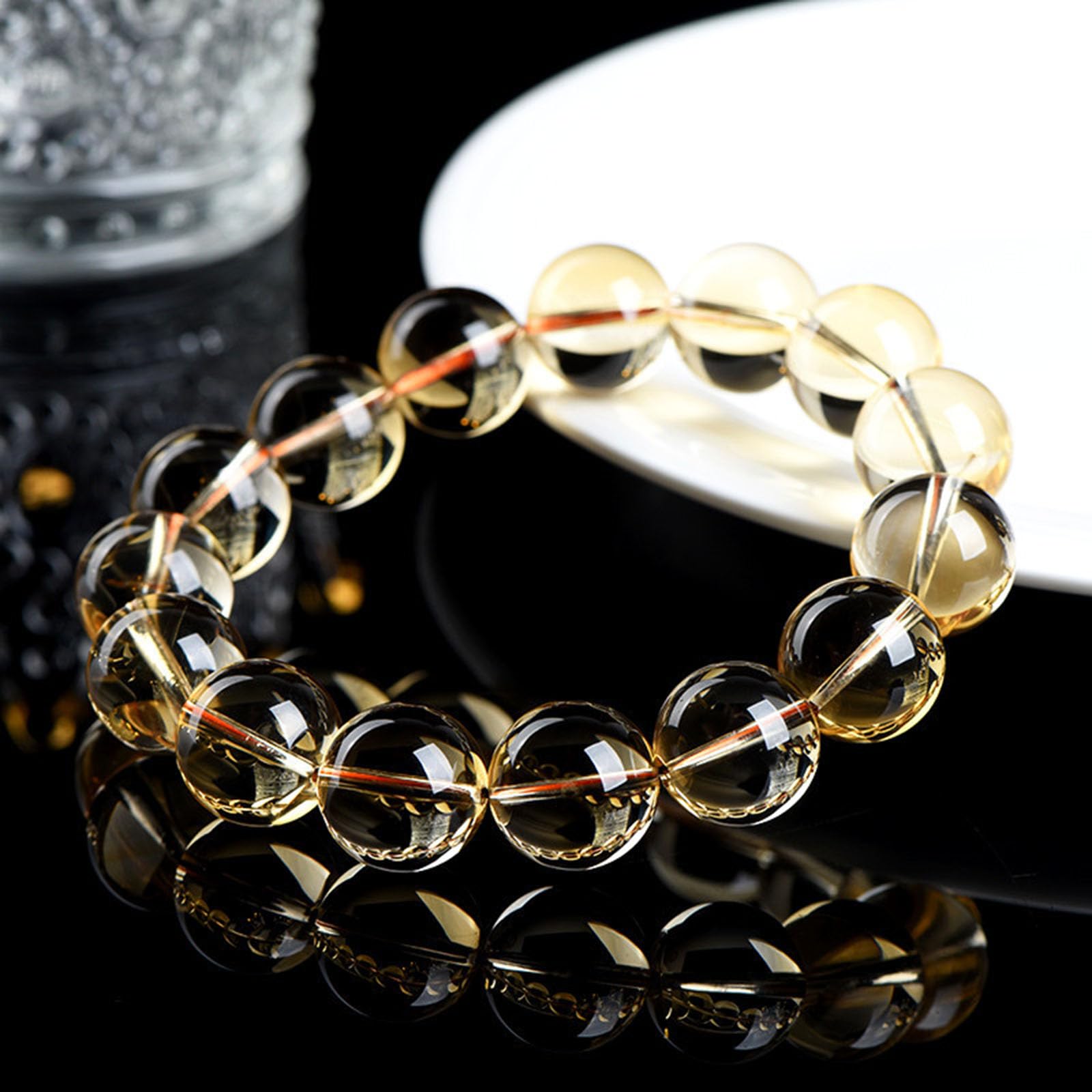 Pulsera de Piedra de Cristal Natural, Pulsera de Citrino de Grado 7A para Mujeres y Hombres, Pulseras elásticas con Cuentas de Piedras Preciosas, joyería de Chakras,12~12.8mm