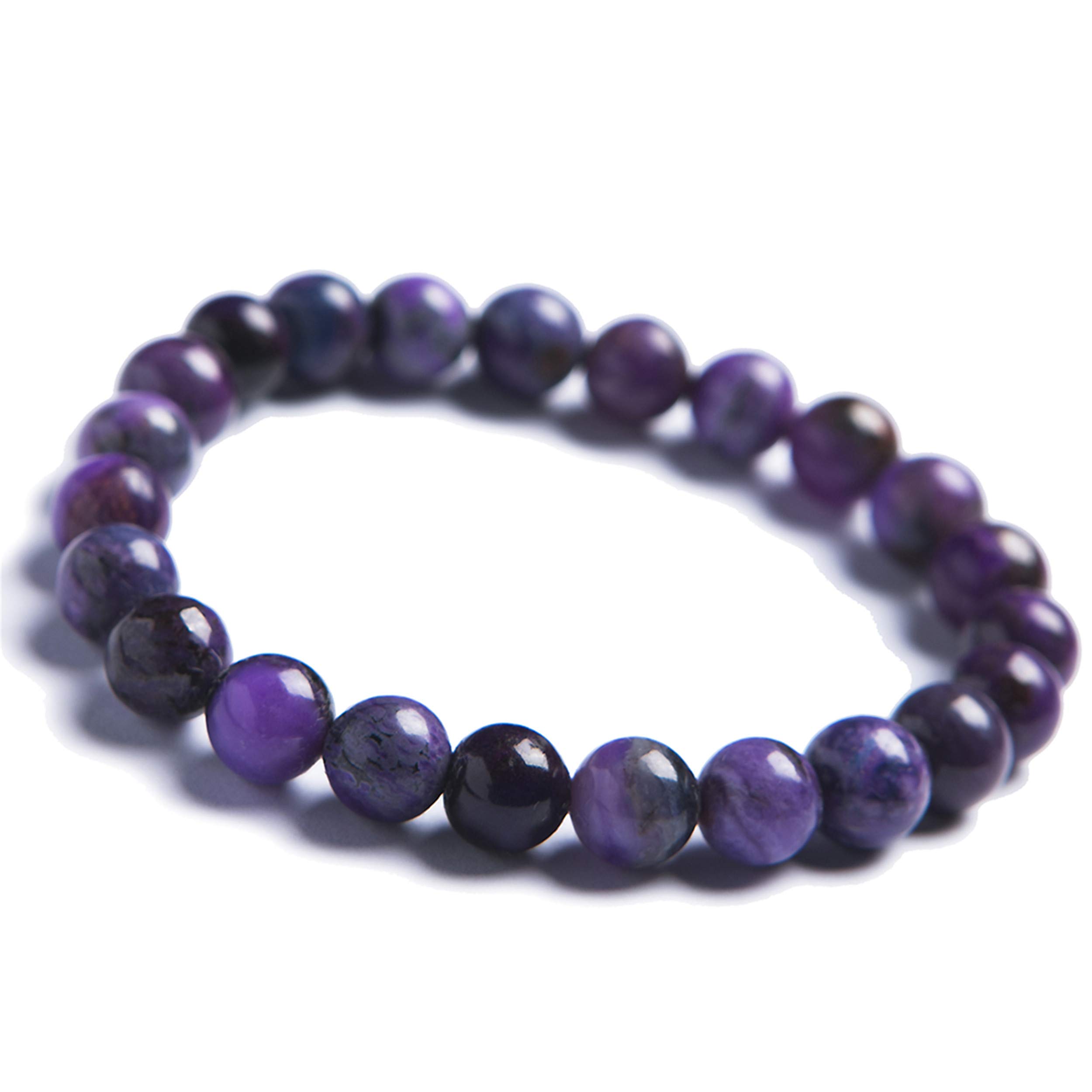 LiZiFang8mm Genuine Natural Purple Sugilite Gemstone Crystal Stretch Round Bead Bracelet Certificate AAAAA