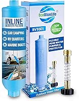 Vista 1 de EcoBlueLife Filtro de agua para autocaravana – Accesorio en línea con KDF y carbón activado, reduce olores, sabor a cloro, sedimentos para aguas
