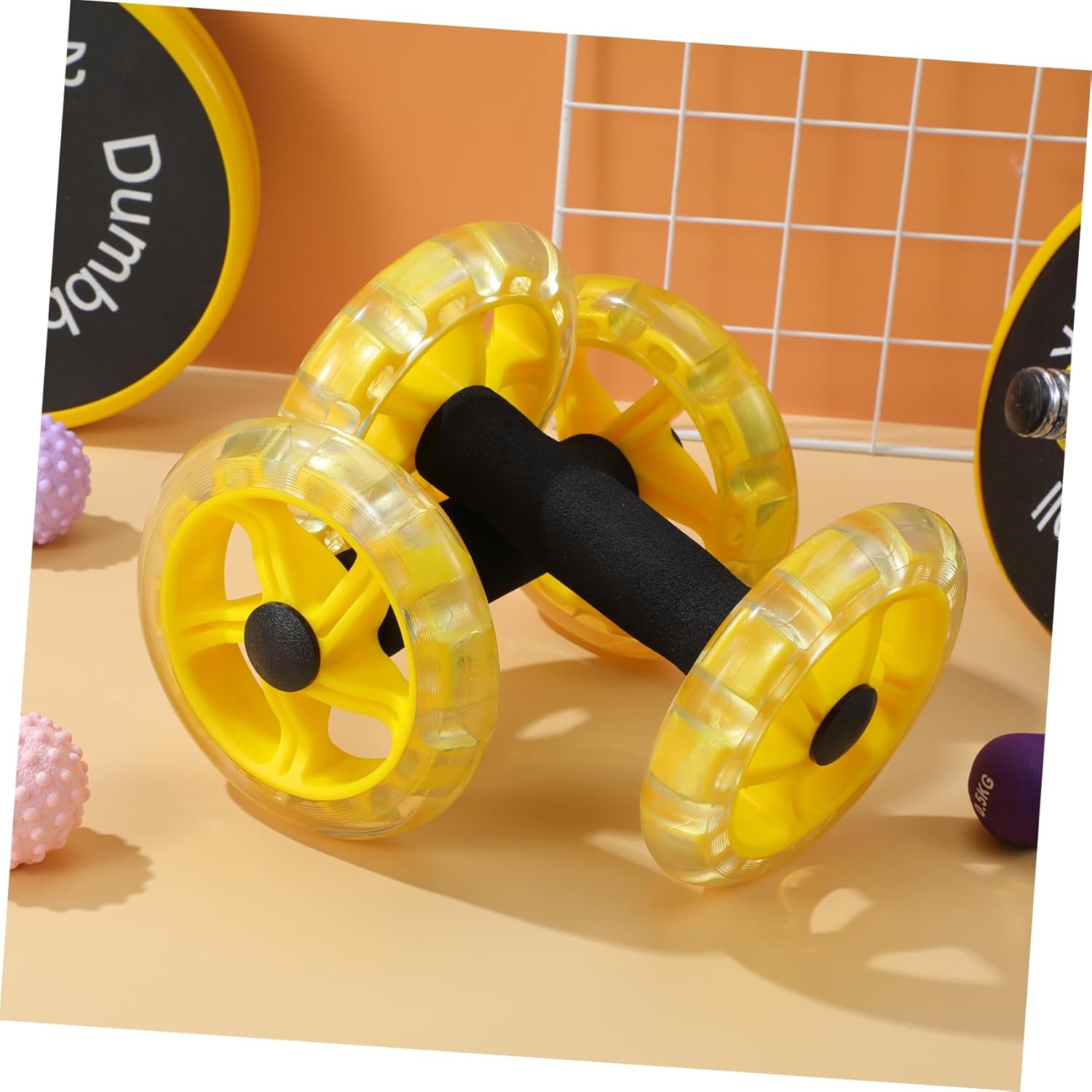 Abdominal Roller for Core Strengthening and Tummy Shaping Fitness Wheel with Non Slip Handles Lightweight Portable Exercise Equipment for Men and Women Yellow