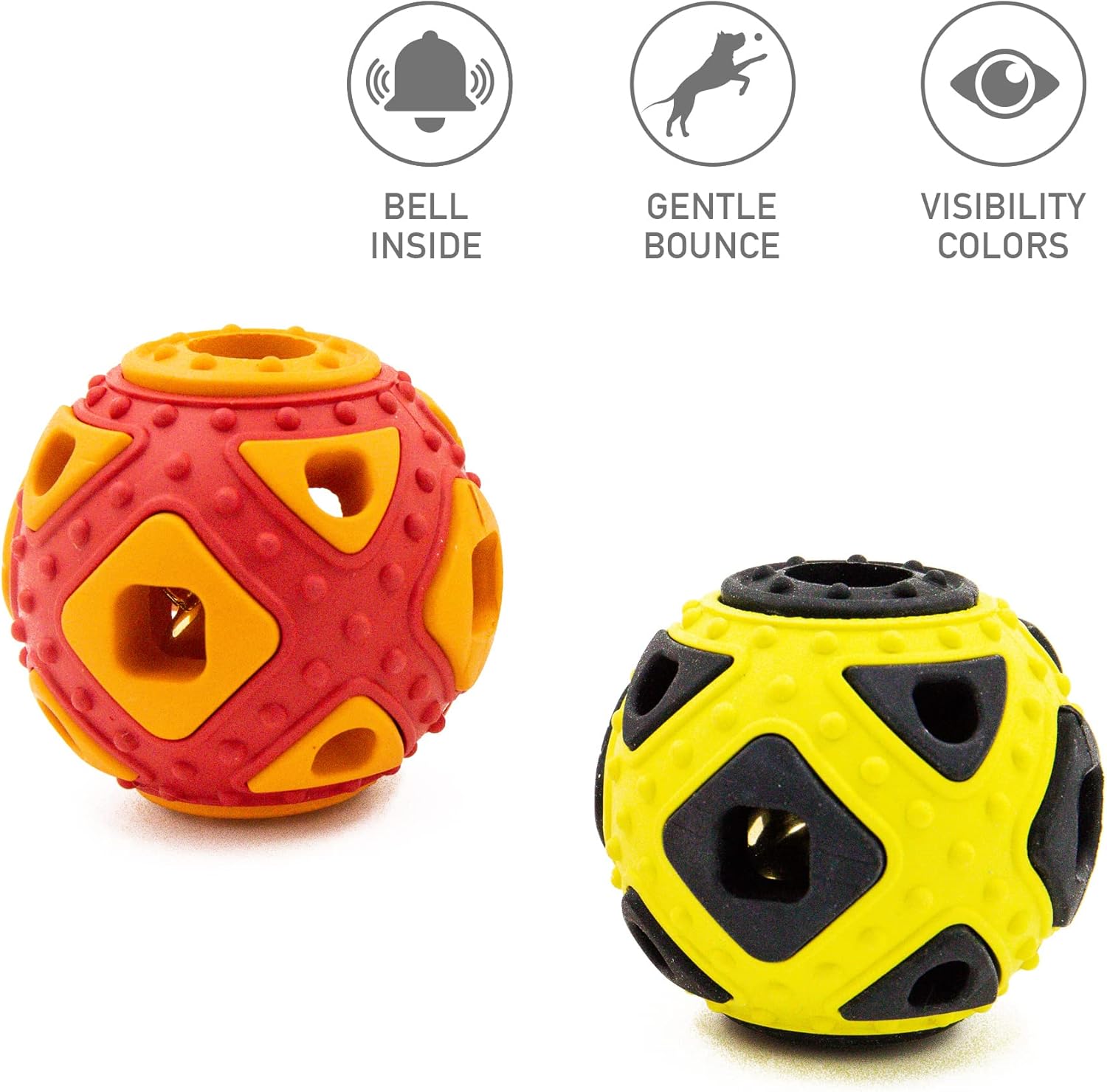 Pet Supplies : YOXOZO PET Mayan Mask Dog Rubber Ball with Bell Inside for Chewing & Training,Interactive Dog Toy for Puppies and Small & Medium Dogs, 2.5inch (Pack of 1) (Yellow Black) : 