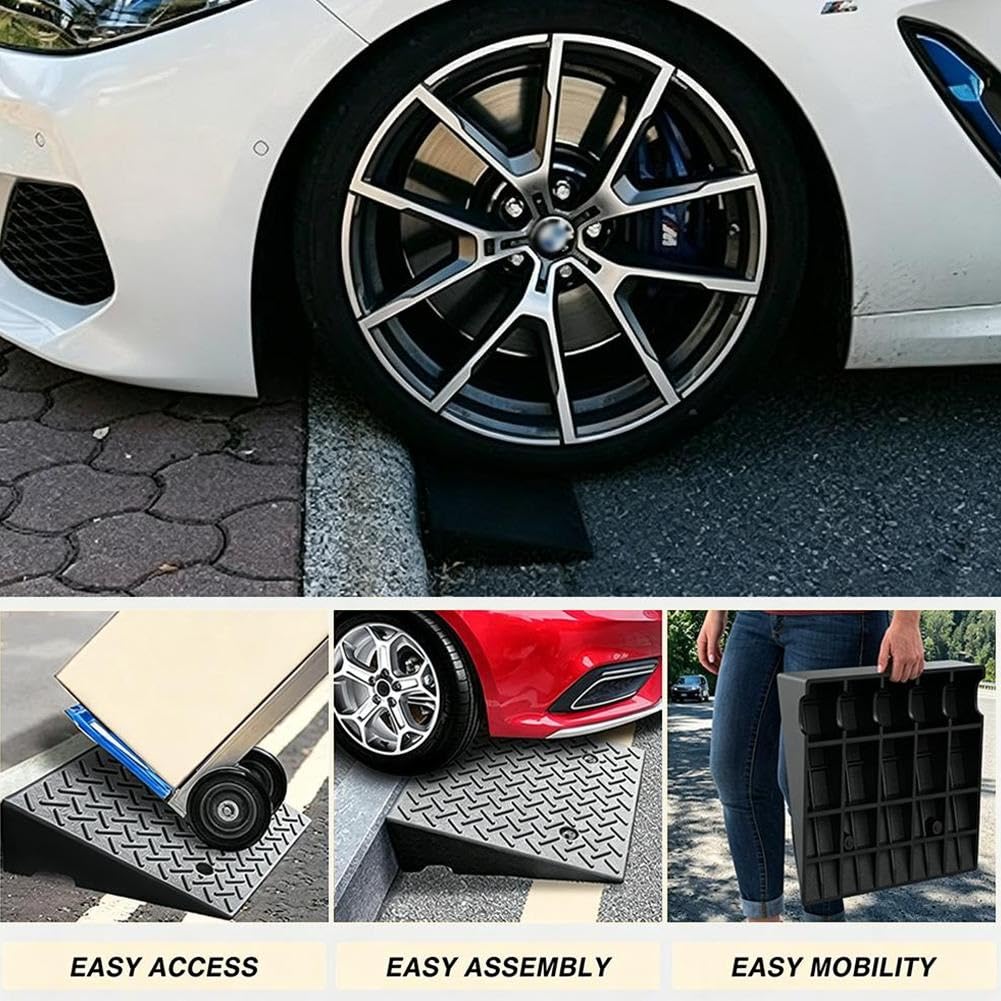 Rampa de Puerta Altura de Elevación de 18-21 cm Rampa de Acceso para Coche | Capacità di Carico di 250 kg, Superficie Texturizada, para Entrada, Muelle de Carga, Acera, Coche(18cm/7.1" H)