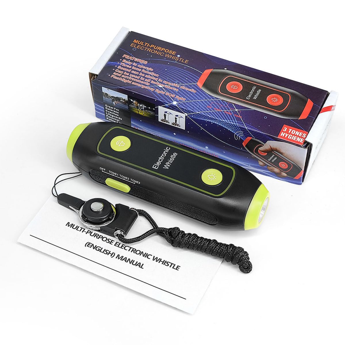 Toyvian Fischietto Elettronico Portatile ad Alto Volume in ABS con Lanyard | 120-150 Db, Verde, per Segnali All'aperto e Addestramento, Accessori con Magnete e Componenti Elettronici