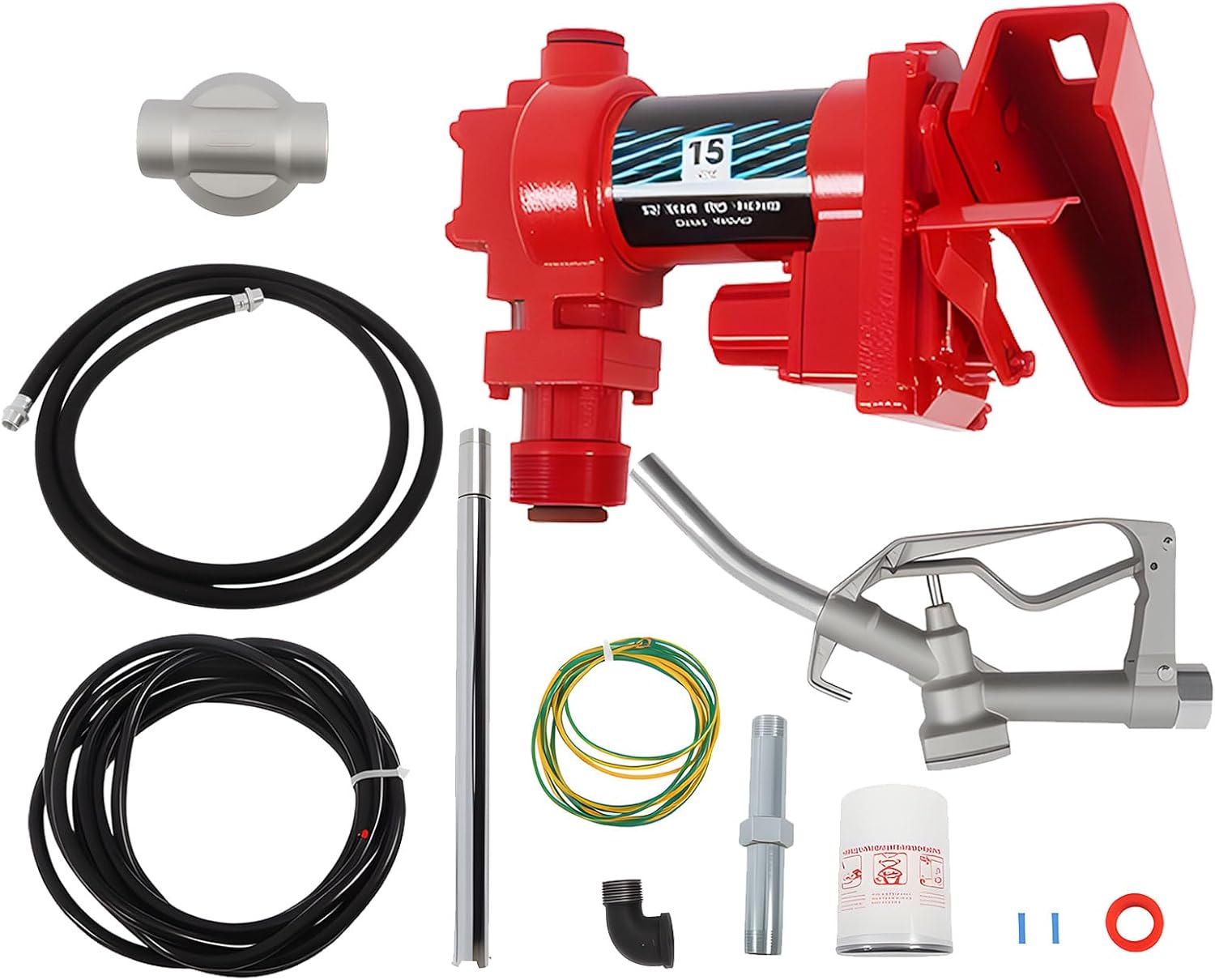 Nakkaa 12 Volt 15 GPM Explosion Proof Fuel Transfer Pump Compatible with Gasoline, Diesel, Kerosene, Mineral Oil and Similar Fuels or Oils (Package C)