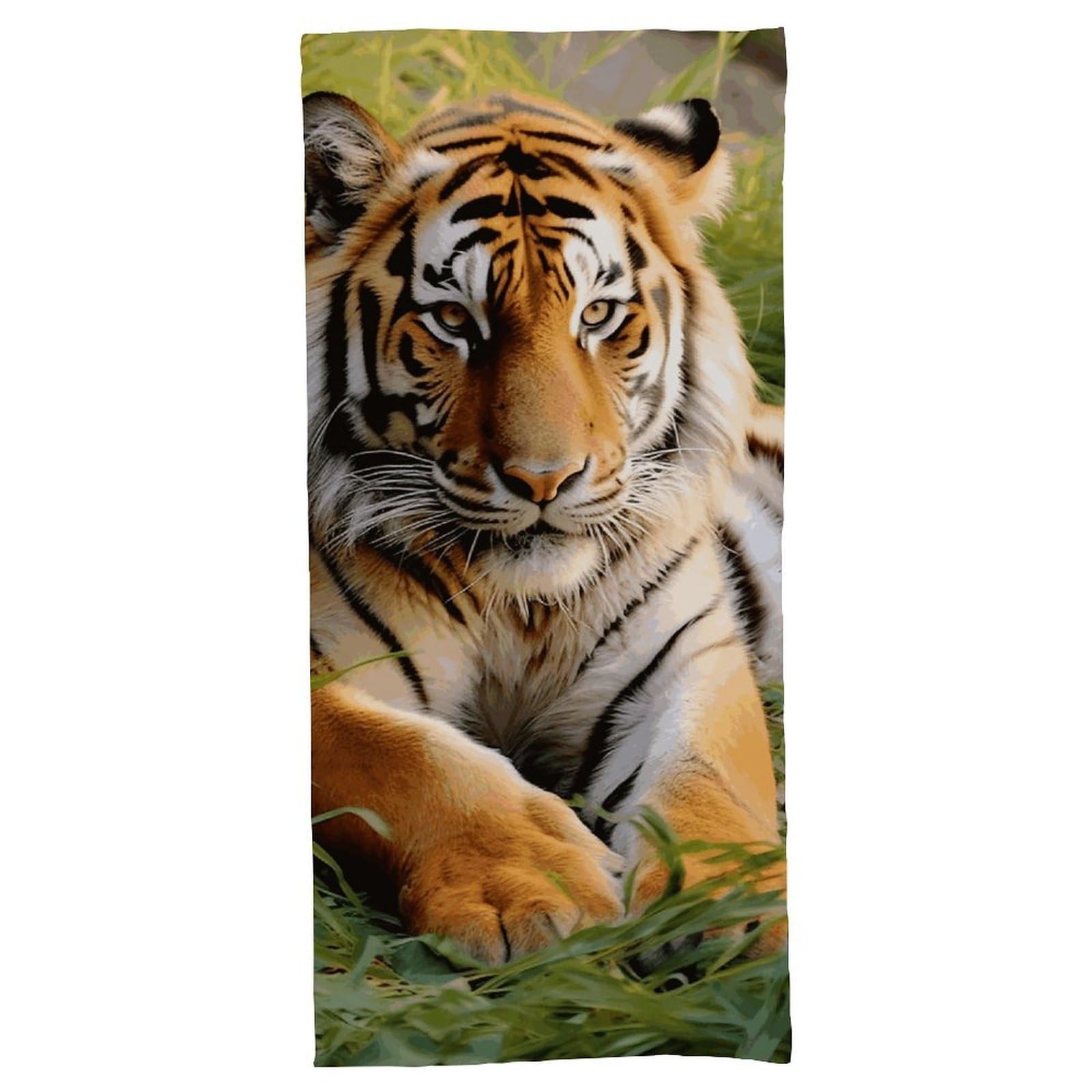 VstaDank Tiger Laying on The Grass Bath Towel, Luxury Quick-Dry Beach Towel, Soft Absorbent Home Shower Towel 70 X 140 Cm, Suitable for Travel, Beaches, and Gyms, Resistant to Fading, Odorless