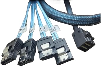 SFF-8643 to Mini SAS to SATA Cable for High-Speed Data Transfer SFF 8643 to SATA Mini SAS HD to 4X SATA Breakout Cable 0.5M