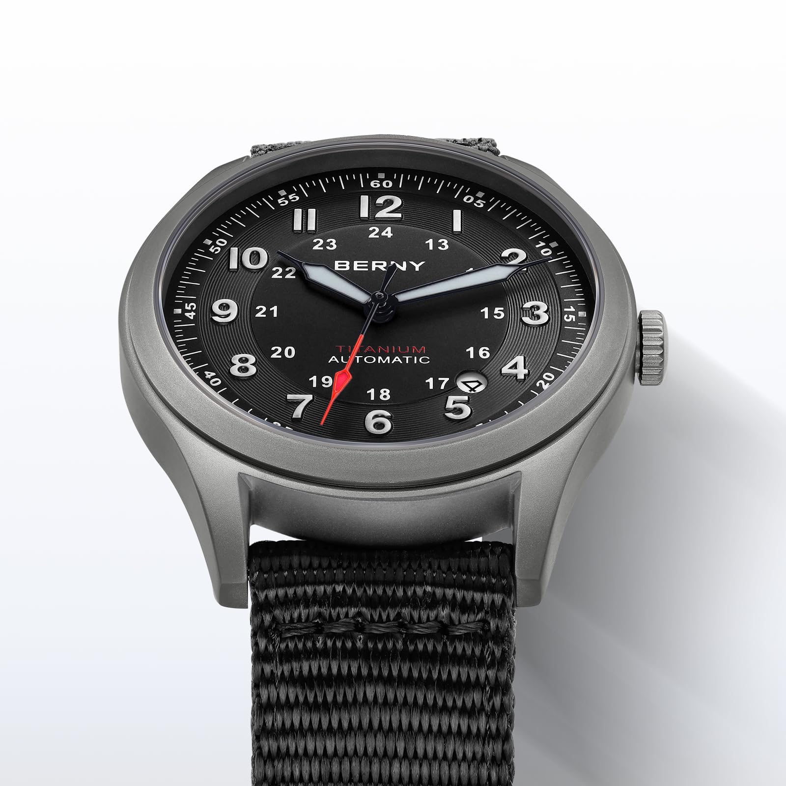 BERNY Titanium Herrenuhr Automatische Armbanduhr Super Leuchtkraft 10ATM Wasserdicht