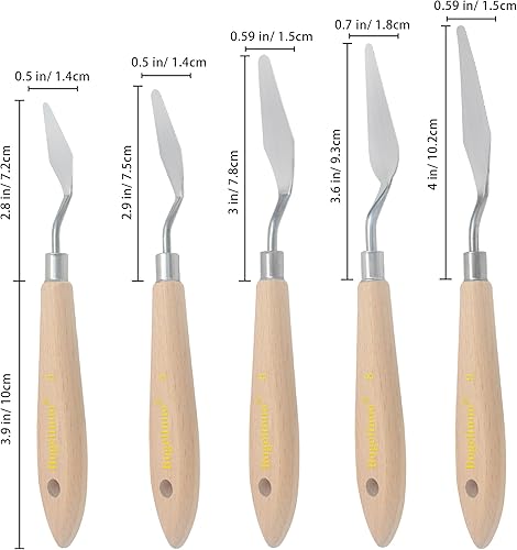 Miniatura 2 de AebDerp Herramientas de arte de cuchillo de paleta de 5 piezas con mango de cuchillo de madera Material para pintar lienzo y cuchillo de paleta para