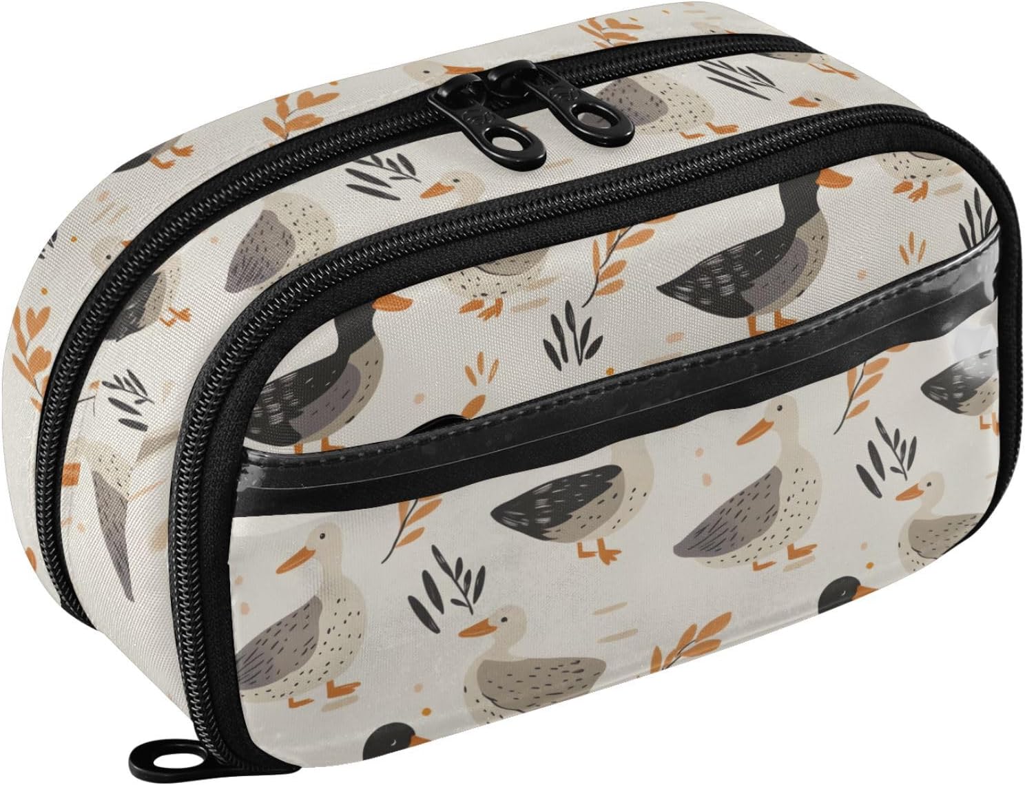 ALAZA Wild Ducks Pattern Large Capacity Pencil Case, Aesthetic Stationery Organizer Bag with Clear PVC Window, High Capacity Pen Pouch with Dividers for School Office Travel