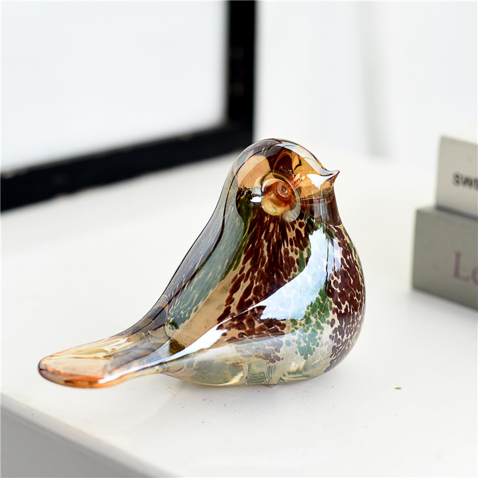Amazon.co.jp: ガラス置物スズメ鳩ツバメ鳥手作り吹きクリスタル