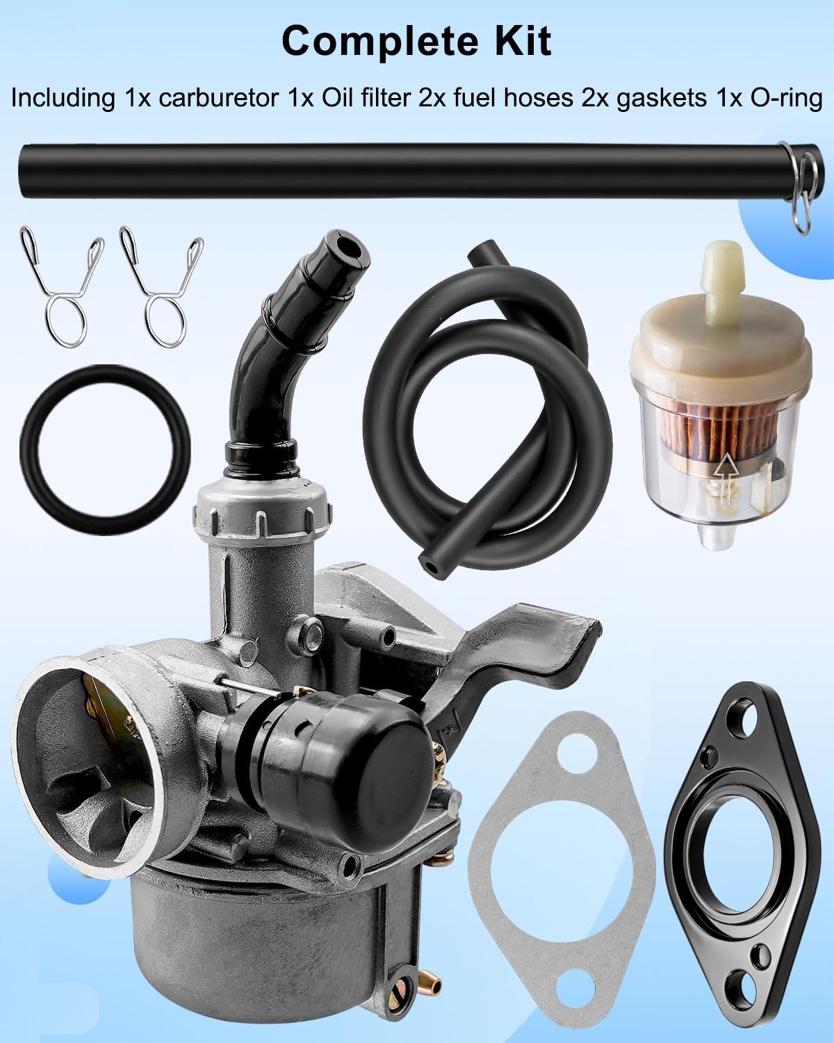 Carburetor Fit for Coleman Powersports ATV AT125-B 125cc Four-wheel Motorcycle, Carb with Fuel Filter Tune Up Kit