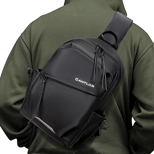 CANTLOR Bolso bandolera pequeño para hombre, mochila cruzada de viaje, paquete de pecho ligero para exteriores, bolsa de hombro con una correa,