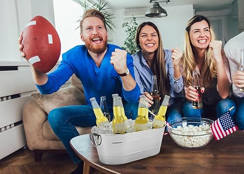 Miniatura 2 de Paquete de 2 cubos de acero inoxidable para bebidas, cerveza, vino, hielo, cubos de hielo para fiestas, 2.4 galones, cubo ovalado de almacenamiento