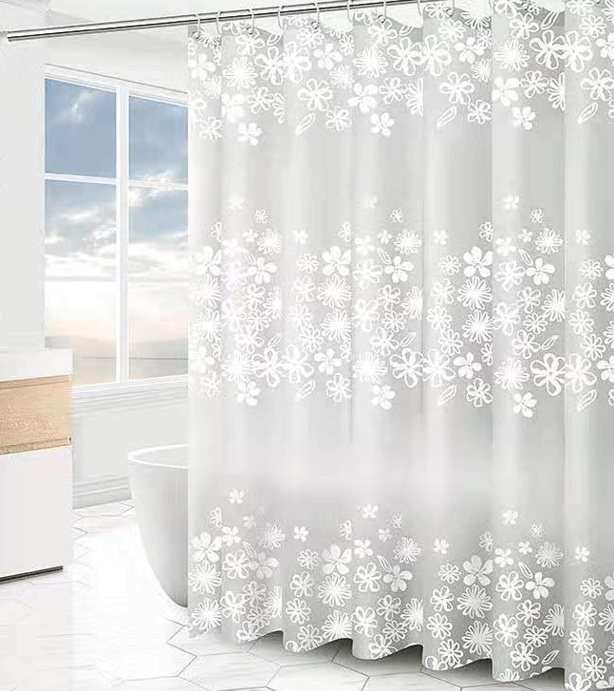 Happy Go-Mart Shower Curtain Mould Proof Mildew Resistant, Bathroom Curtain with Hooks,Waterproof Bathtub Curtain Liner 180x180cm (color 3)