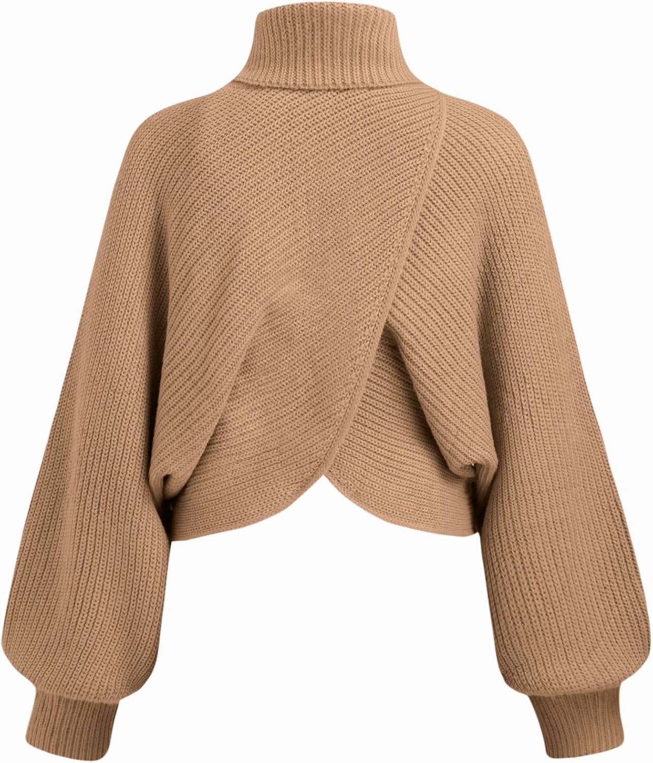 CIDER Cropped Sweaters for Women Turtleneck Sweater Long Sleeve Ribbed Knit Lantern Sleeve Pullover Fall Outfits - Image 5