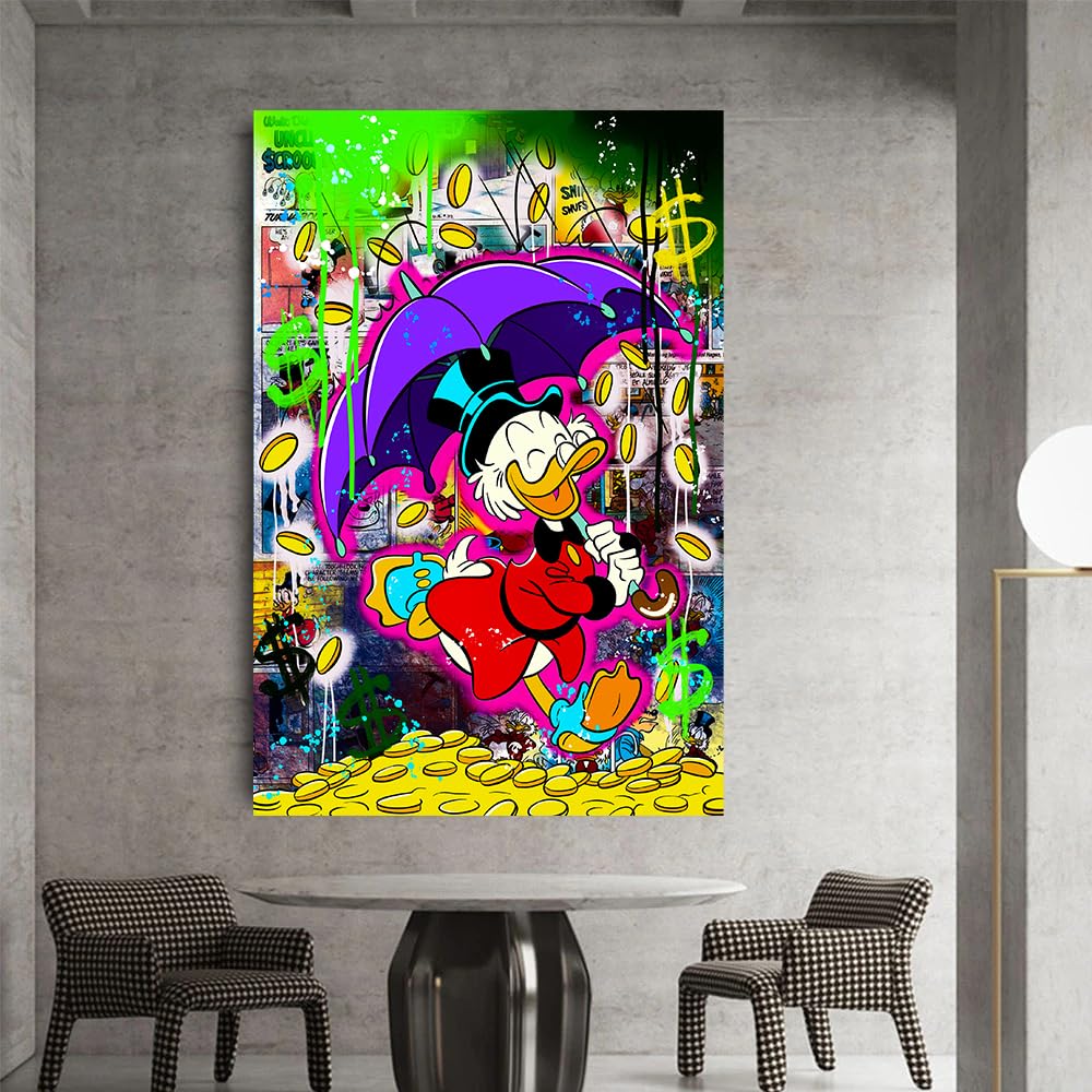 Magic Canvas Art B8100 - Zio Paperone Stampa artistica su tela di alta qualità, stile Pop Art, 1 pezzo, dimensioni: 80 x 60 cm