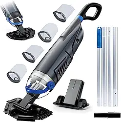 IPOW Aspirador de piscina sem fio, 19 GPM, sucção potente, 2 cabeças de escova, haste de extensão de 182 cm, aspirador de pó recarregável para piscinas, ideal para spas e banheiras de hidromassagem