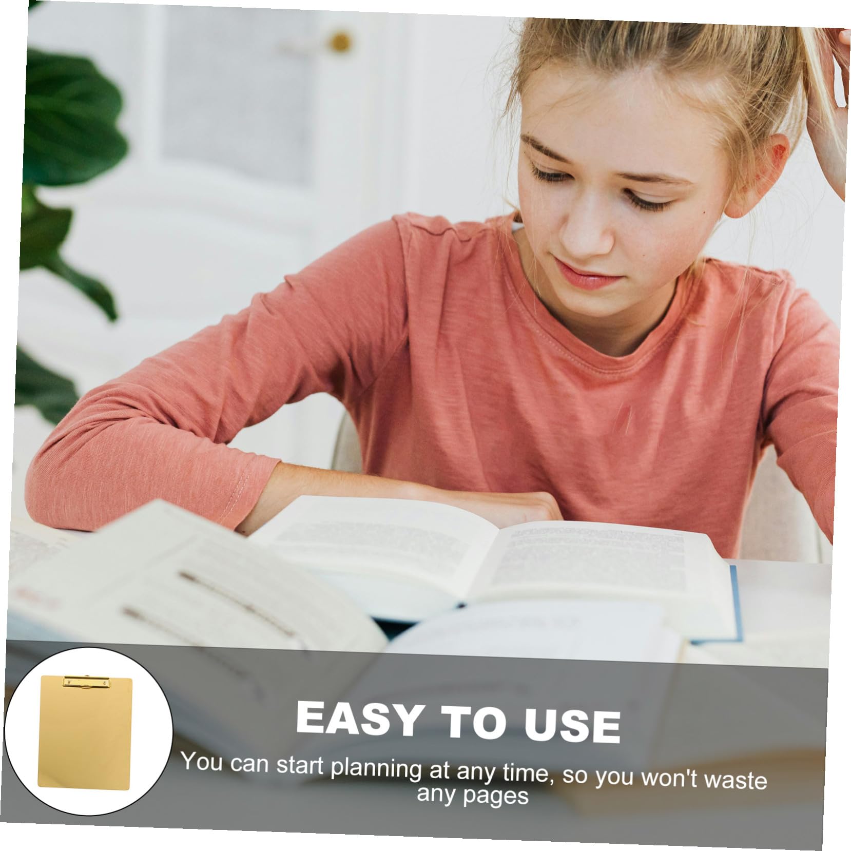 NOLITOY Portapapeles Organizador Resistente y Elegante A4 Clip de Acero Inoxidable Dorado para 1-100 Hojas, Esquinas Redondeadas, Adecuado para Oficina y Escuela