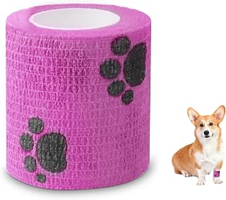 PHINGEER Self Adherent Bandage for Dogs, 3 Roll Non-Woven Cohesive Bandage Wrap Pet Vet Wrap Bandage Tape, Strong Vet Tape with Fun Patterns for Sports Protection (Rose Red )
