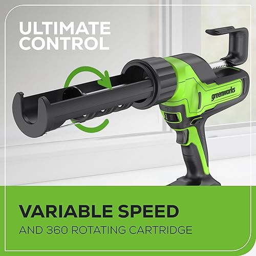 Miniatura 6 de Greenworks Pistola de calafateo y adhesivo inalámbrica de 24 V de 10 onzas, antigoteo de 6 velocidades con batería de 2 Ah y cambiador