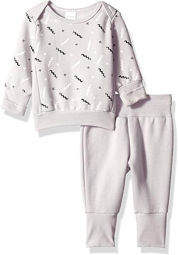 Hanes baby-girls Ultimate Flexy Adjustable Fit Jogger With Sweatshirt Layette Set, Grey Print, 0-6 Months US