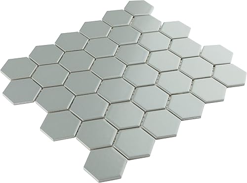 Miniatura 8 de SomerTile Metro - Mosaico de porcelana hexagonal de 2 pulgadas x 10.5 pulgadas, color gris claro mate