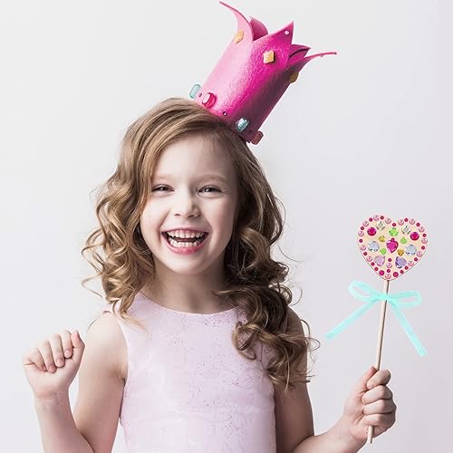 Miniatura 5 de Aodaer Kit de 54 varitas de hadas de princesa que incluye varitas de hadas de madera calcomanías de gemas cintas para hacer tu propia varita de