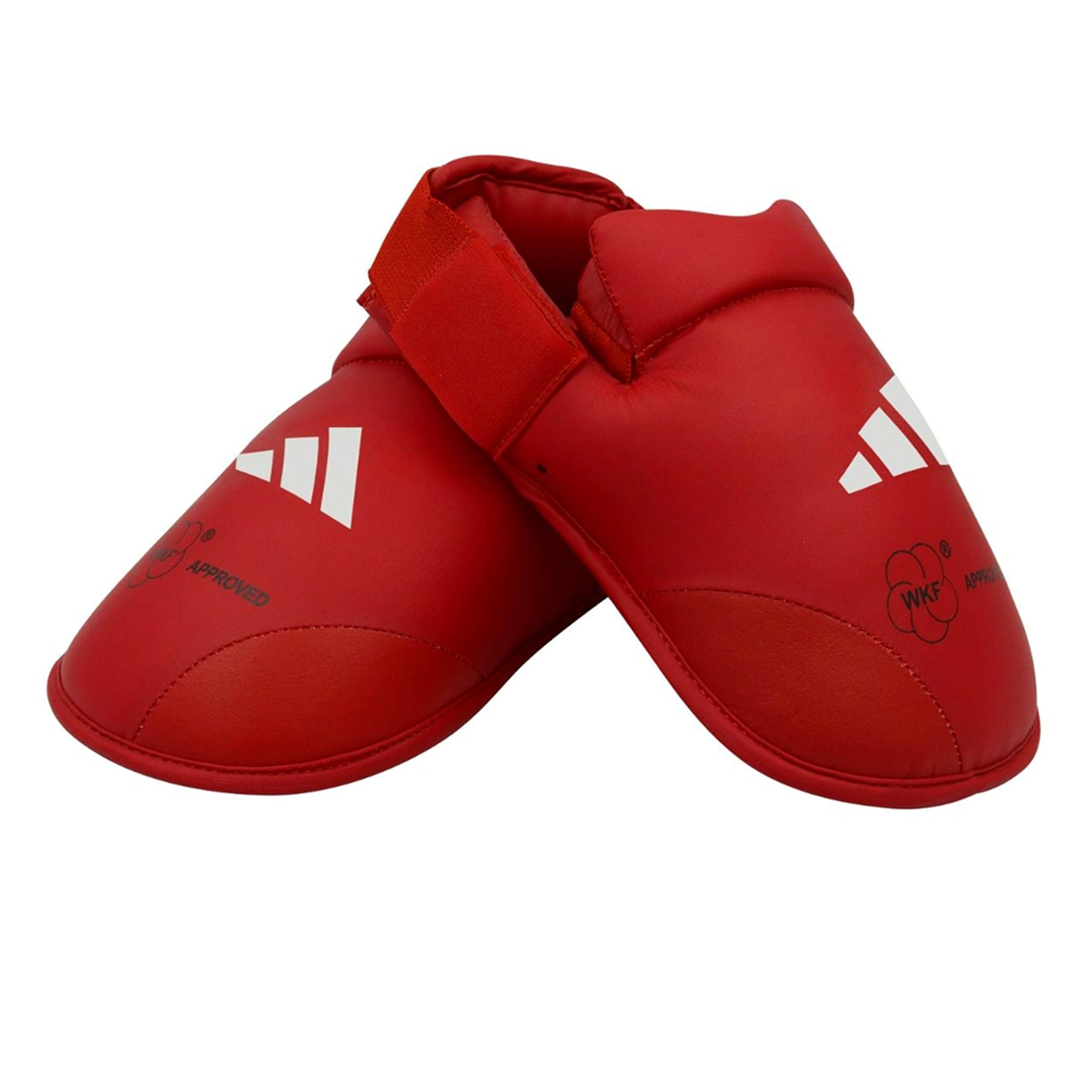 adidas WKF Foot Protector - Karate Foot Guards with Soft Impact Foam Padding, Elasticated Straps and Hook-and-Loop Fastening for Martial Arts Training and Sparring - Red, Large (UK 8-10)