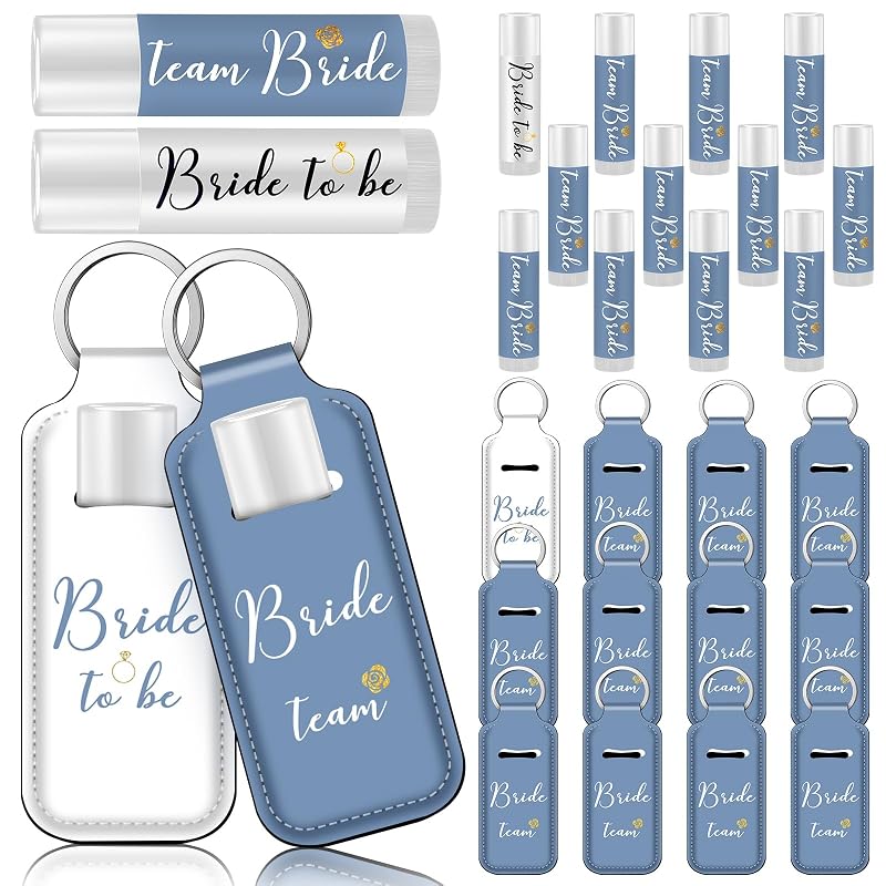 Dansib Kit com 12 bálsamos labiais e chaveiros porta-bálsamo para festa de casamento, 11 para madrinhas e 1 para noiva