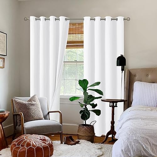 Miniatura 2 de BGment Cortinas opacas blancas para dormitorio de 108 pulgadas de largo, juego de 2 paneles de cortinas con aislamiento térmico para sala de estar