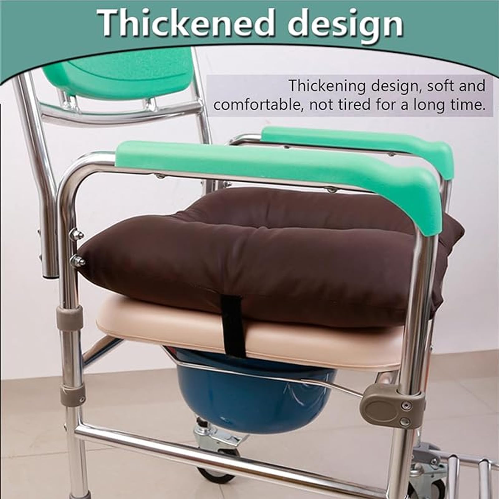 Anti-Dekubitus-Patienten-Kissen Mit Loch, PU Duschstuhl Sitzkissen Druckentlastungskissen Für Den Toilettensitz Waschbare Matte Für Toilettenstuhl Rollstühle Steibbe,Blue-42 * 42 * 8CM