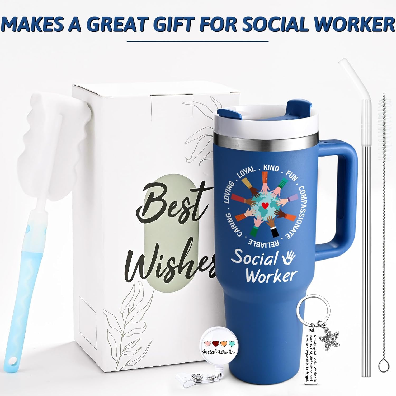 Qtencas Social Worker Gifts for Men Women, Social Worker Appreciation Gifts, 40 Oz Stainless Steel Tumbler, Social Works Birthday Graduation Christmas Gifts for BSW MSW DSW, Social Work Month Gifts - Image 7