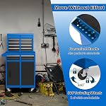 DORTALA Rolling Tool Chest Cabinet, Tool Box Organizer with 5 Sliding Drawers, Locking System, Toolbox Storage Cabinet on Wheels for Garage Workshop, Blue+Black