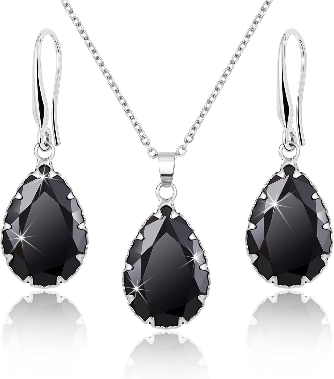 Linawe Crystal Jewellery Sets for Women, Imitation Diamond Pendant Necklace, Rhinestone Drop Dangle Earrings, Birthstone Cubic Zirconia Matching Wedding Jewellery, 14K Gold/Rose Gold/Silver Tones Linawe Crystal Jewellery Sets for Women, Imitation Diamond Pendant Necklace, Rhinestone Drop Dangle Earrings, Birthstone Cubic Zirconia Matching Wedding Jewellery, 14K Gold/Rose Gold/Silver Tones