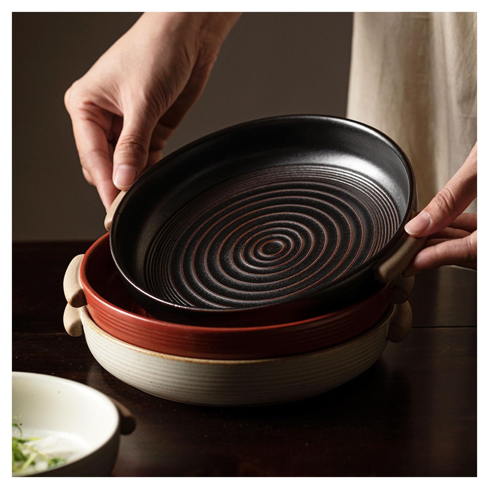 Fuente de cerámica para hornear, resistente al calor, con asas, ideal para lasaña, apta para horno, perfecta para hornear en restaurantes y uso doméstico