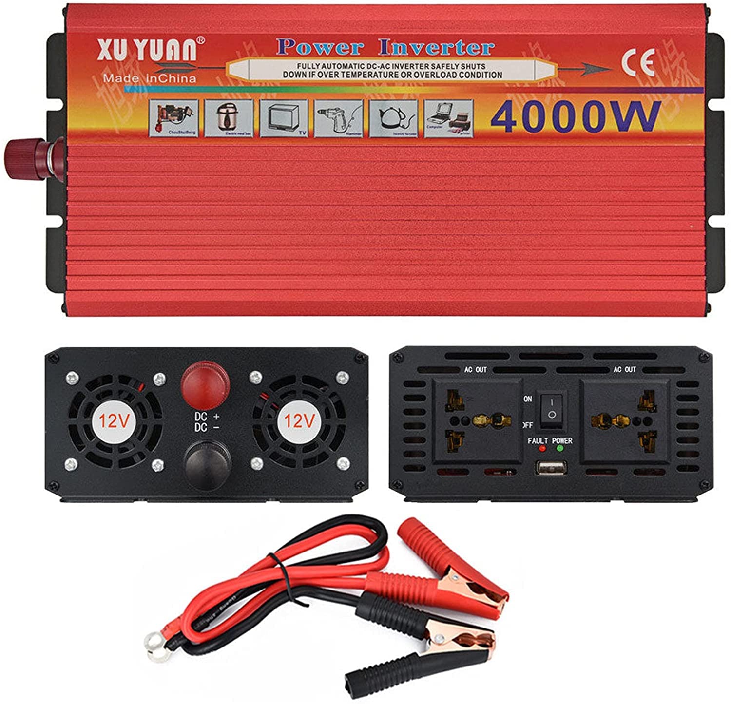 Onduleur pure sinus 3000W 12V 220V convertisseur de tension pour voiture et camping-car