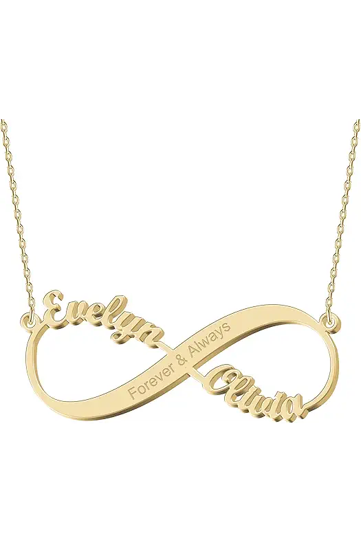 UMAGICBOX Personalized Gold Infinity Name Necklace with Heart...