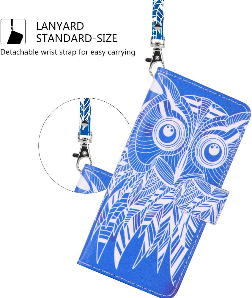 UrSpeedtekLive Galaxy S9 Wallet Case Folio Flip Premium PU Leather Case Cover w/Card Holder Slot Pockets, Wrist Strap, Magnetic Closure Compatible with Samsung Galaxy S9 (2018)- White Owl