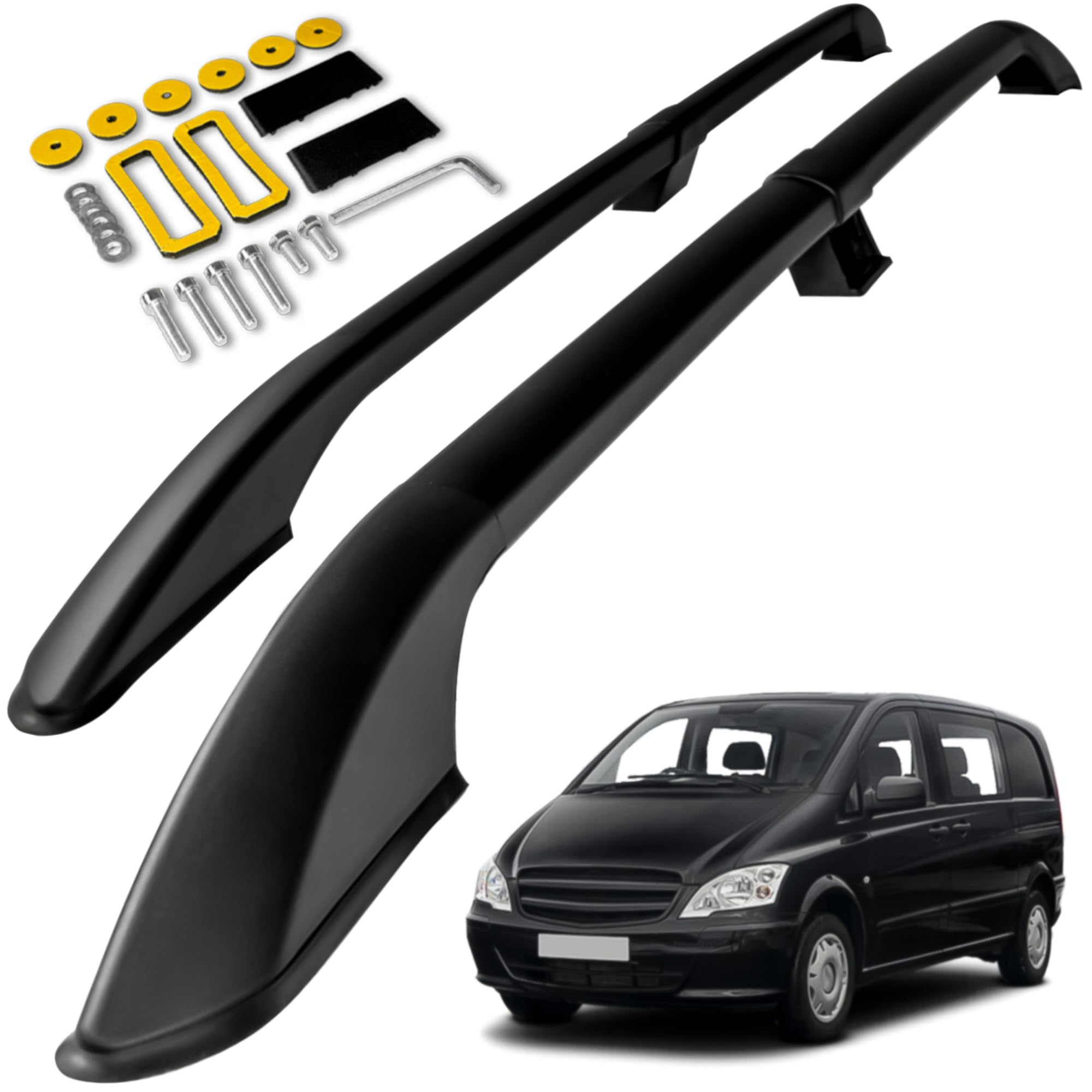 CHROMEMASTER | Compatible con Mercedes Vito/Viano W639 Long 2003-2014 | Barras Portaequipajes, Rieles de Techo; Se Utilizan Para el Montaje de Portaequipajes de Techo, Cajas de Techo o Portabicicletas
