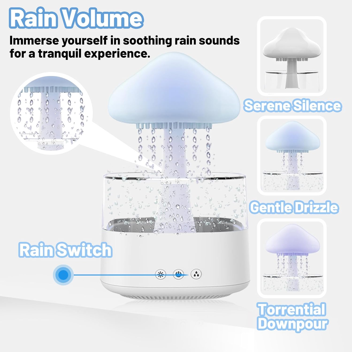 450ML Cloud Mushroom Humidifier, 7-Color Mood Lighting & Essential Oil Diffuser, High Mist Output Air Humidifier for Bedroom